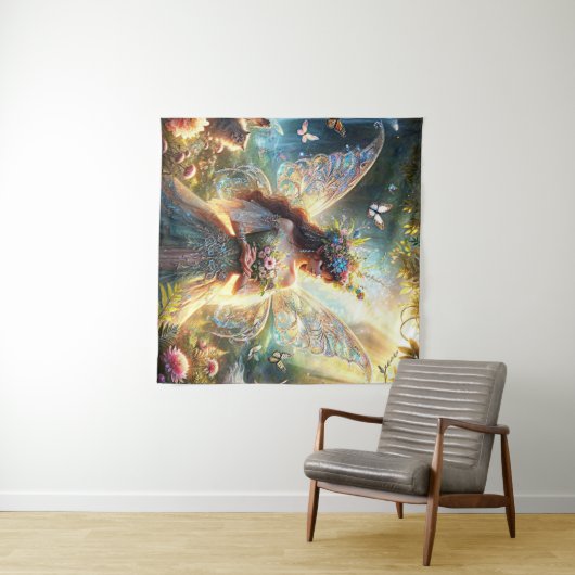 Fairy and Cat Tapestry Wandteppich (Beispiel (Horizontal))