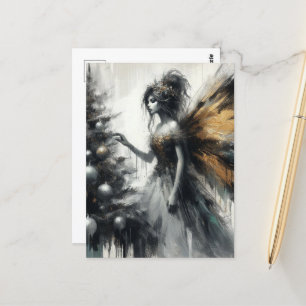 Fairy and Christmas Tree Glitch Postkarte