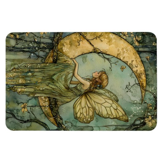 Fairy And Crescent Moon Magnet (Horizontal)