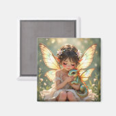 Fairy and Dragon | Chibi Anime Fairy Tale Magnet (Vorderseite/Rückseite)