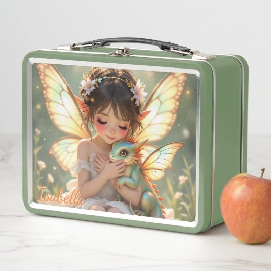 Fairy and Dragon | Chibi Anime Fairy Tale Metall Brotdose (Beispiel)