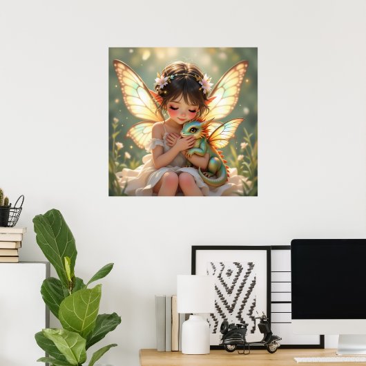 Fairy and Dragon | Chibi Anime Fairy Tale Poster (Heimbüro)