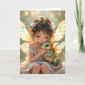 Fairy and Dragon Ethereal Girl's Birthday Karte (Vorderseite)