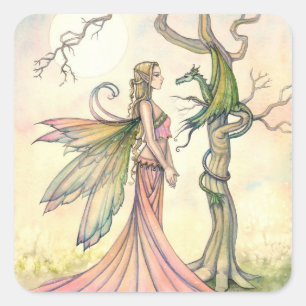 Fairy and Dragon Fantasy Art Stickers