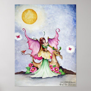 Fairy and Dragon Moonlight Friends & Butterfliegen Poster