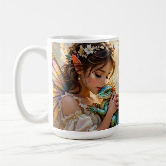 Fairy and Dragon Mystical Personalized Kaffeetasse (Links)