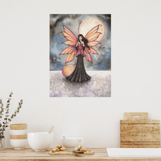 Fairy and Full Moon Fantasy Artwork Poster (Küche)