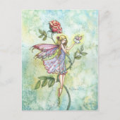 Fairy and Little Winged Bunny Fantasy Art Postkarte (Vorderseite)