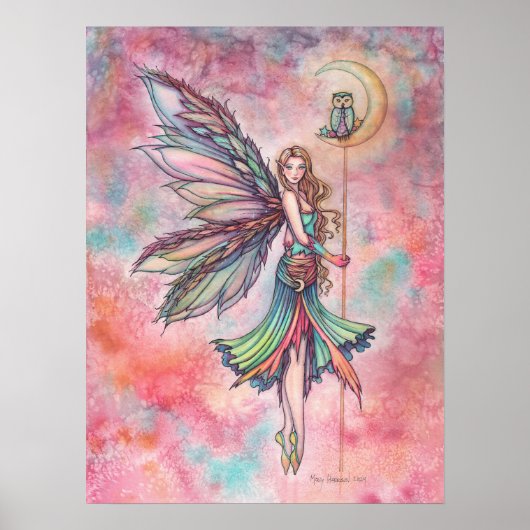 Fairy and Owl Fantasy Artwork von Molly Harrison Poster (Vorne)