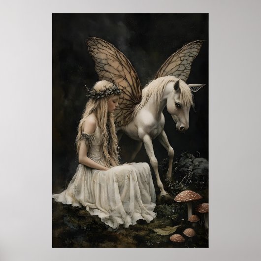Fairy And Pegasus Art Print, Dark Academia Poster (Vorne)