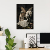 Fairy And Pegasus Art Print, Dark Academia Poster (Heimbüro)