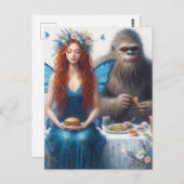 Fairy and Sasquatch Picnic Postkarte (Vorne/Hinten)