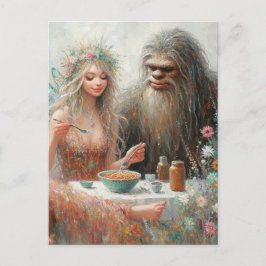 Fairy and Sasquatch Spaghetti Picnic Postkarte