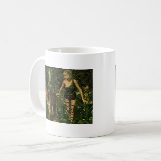 Fairy and Tiger im Dschungel Kaffeetasse (Vorderseite Links)