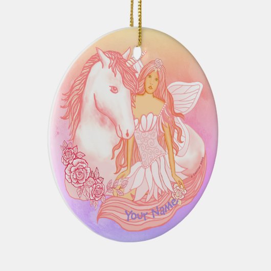Fairy and Unicorn Keramik Ornament (Rechts)