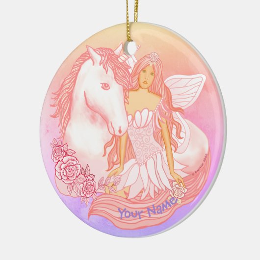 Fairy and Unicorn Keramik Ornament (Links)