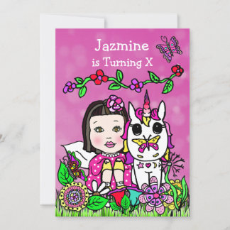 Fairy and Unicorn zum Geburtstag einladen Einladung