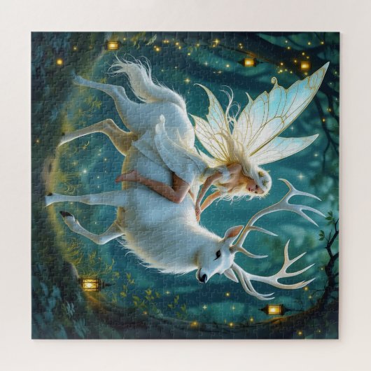 Fairy and White Deer Magical Forest Puzzle (Horizontal)