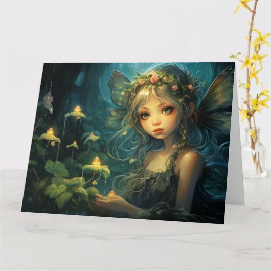 Fairy Art Greetings Card Karte (Gelbe Blume)