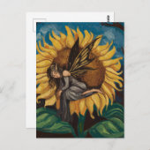 Fairy Asleep auf einem Sonnenblumengemälde Postkarte (Vorne/Hinten)