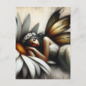 Fairy Asleep auf einer Daisy-Blume Postkarte (Vorderseite)