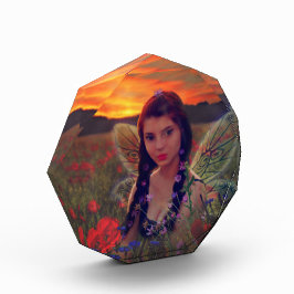 Fairy at Sunset in a field of poppies Fantasy Art Fotoblock