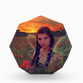 Fairy at Sunset in a field of poppies Fantasy Art Fotoblock (Vorderseite)
