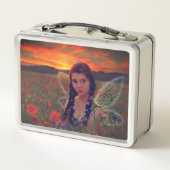 Fairy at Sunset in a field of poppies Fantasy Art Metall Brotdose (Rückseite)