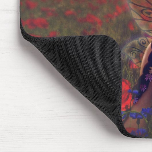 Fairy at Sunset in a field of poppies Fantasy Art Mousepad (Ecke)