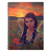 Fairy at Sunset in a field of poppies Fantasy Art Notizblock (Vorderseite)