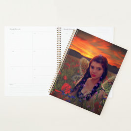 Fairy at Sunset in a field of poppies Fantasy Art Planer
