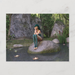 Fairy auf der Postkarte des verzauberten Teiches