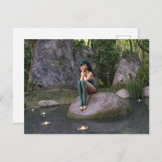 Fairy auf der Postkarte des verzauberten Teiches (Vorne/Hinten)