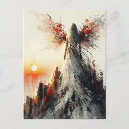 Fairy auf einem Berg bei Sonnenaufgang Postkarte (Vorderseite)