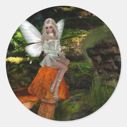 Fairy auf einem Mushroom Design 2 Sticker (Vorderseite)