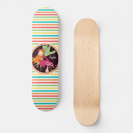 Fairy auf hellen Regenbogenstreifen Skateboard (Vorderseite)