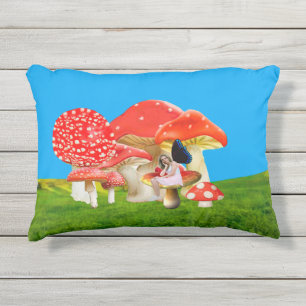 Fairy auf Toadstool Outdoor Accent Pillow Kissen Für Draußen