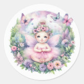Fairy Baby & Butterfly Flutter Liebe Babydusche Runder Aufkleber (Vorderseite)