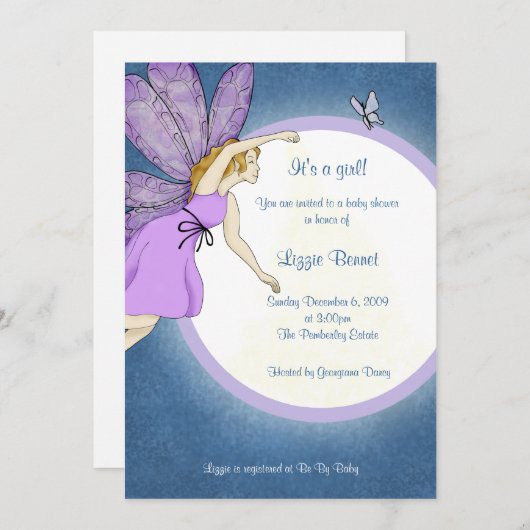 Fairy Baby Dusche Einladung (Vorne/Hinten)