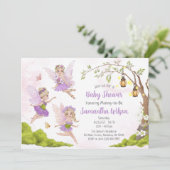 Fairy Baby Dusche Einladung Blumendusche (Stehend Vorderseite)