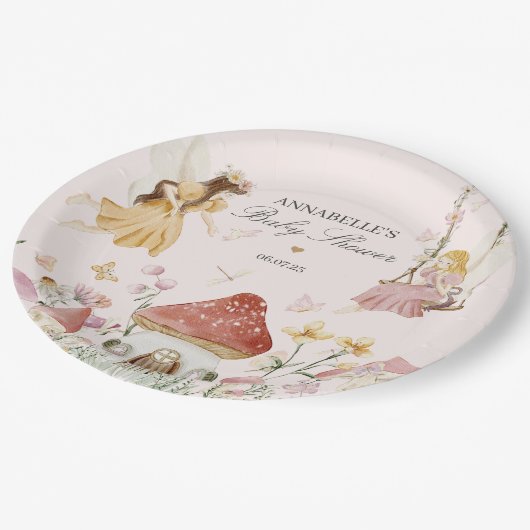 Fairy Baby Shower Party Tischdekor Pappteller (Schrägansicht)