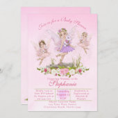 Fairy Baby Shower Pink Illustrationen Einladung (Vorne/Hinten)