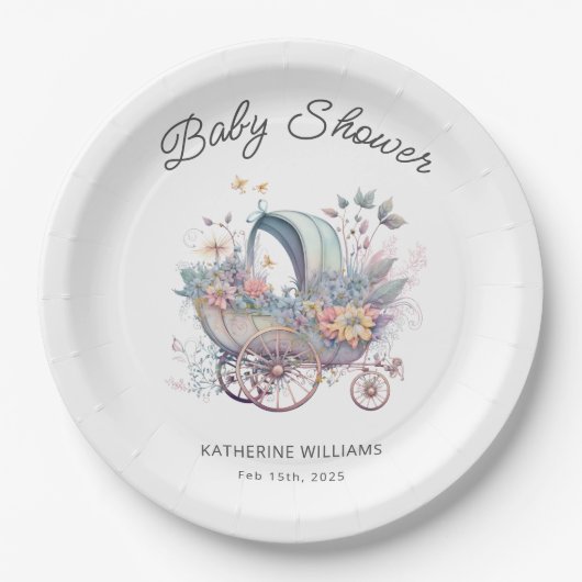 Fairy Baby Stroller Baby Dusche Pappteller (Vorderseite)