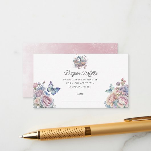 Fairy Baby Stroller Diaper Raffle Ticket Begleitkarte (Vorderseite/Rückseite Beispiel)