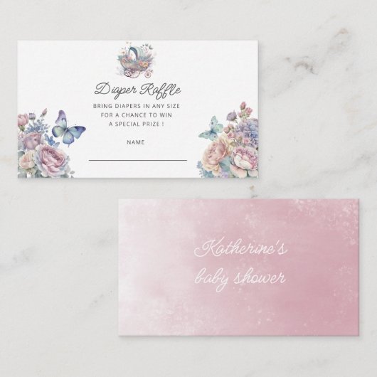 Fairy Baby Stroller Diaper Raffle Ticket Begleitkarte (Vorne/Hinten)