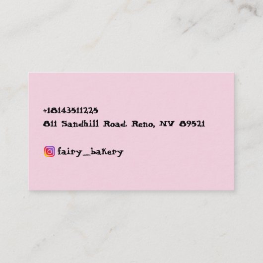 Fairy Bakery Visitenkarte (Rückseite)