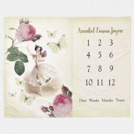 Fairy Ballerina Baby 1 Jahr Milestone Blanket Fleecedecke