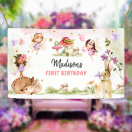 Fairy Birthday 1. Verzauberter Wald Girl Floral Banner