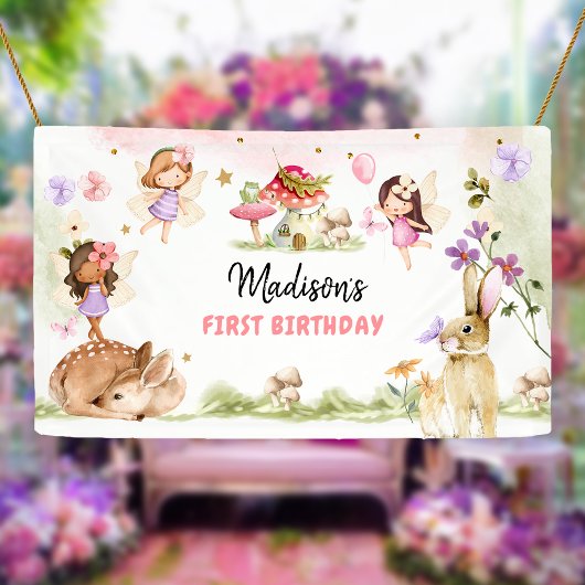 Fairy Birthday 1. Verzauberter Wald Girl Floral Banner