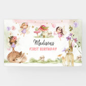 Fairy Birthday 1. Verzauberter Wald Girl Floral Banner (Horizontal)